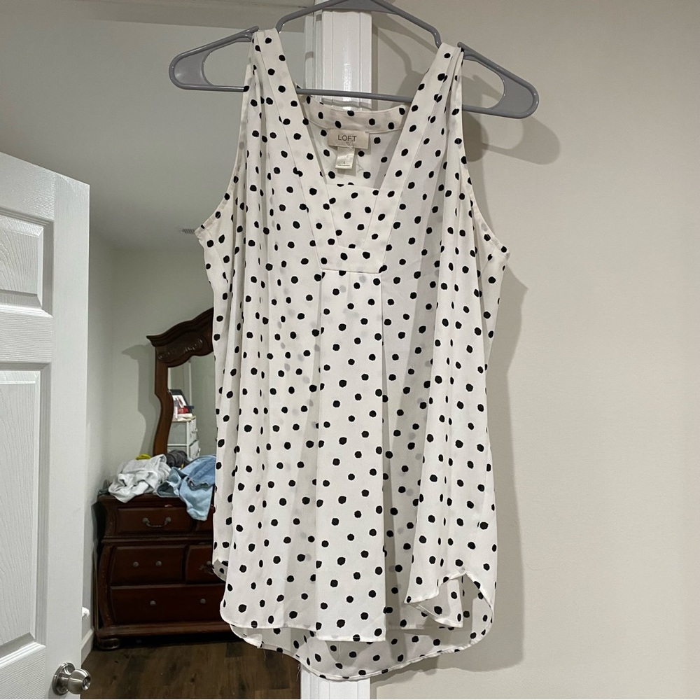 LOFT Polka Dot Sleeveless Blouse